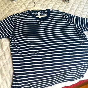 lululemon athletica Navy and White Striped Tee